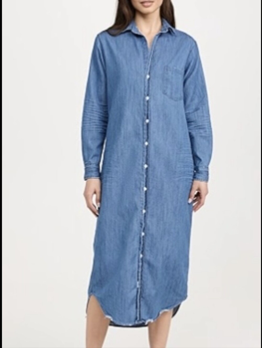 Frank & Eileen Denim Shirt Dress Long Sleeve Size S Light Blue